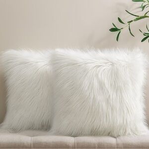 Phantoscope Pack Of 2 Faux Fur Throw Decorative Pillowcase Fuzzy Pillow Covers